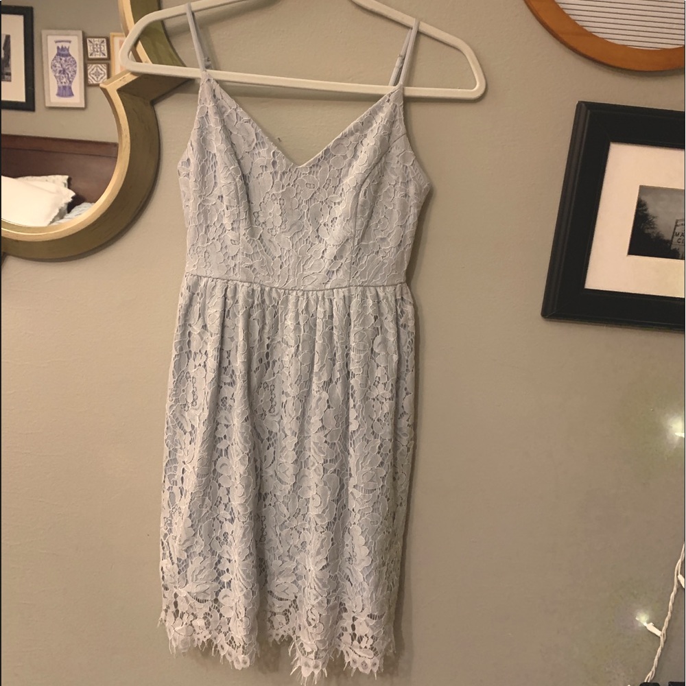 Blue lace mini dress